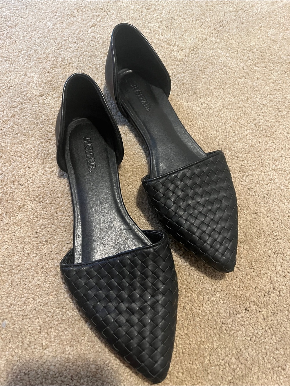 Black Woven Pointed Flats